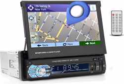TechU™ T47 Autoradio met Uitklap Scherm – 1 Din 7 inch + Afstandsbediening – Bluetooth – USB – AUX – FM Radio – GPS Navigatie – Handsfree bellen – Autoradio met scherm