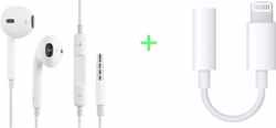 Apple Headset oortjes In-Ear 3.5 mm Jack +Aux 3.5 mm naar Lightning adapter voor Iphone Apple Tablet  muziek audio luisteren