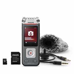 Philips VoiceTracer Audiorecorder DVT71132 | 3MIC Stereo MP3/PCM - 24-bits/96 kHz, 8GB, Smartphone app, USB-C, Camera DSLR-camerabevestiging, incl. microSD 32 GB kaart - adapter