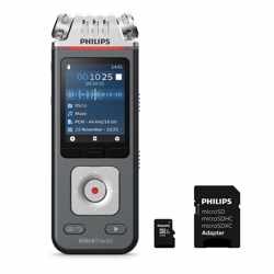 Philips VoiceTracer Audiorecorder DVT61132 | 3MIC Stereo MP3/PCM - 24-bits/96 kHz, 8GB, Smartphone app, USB-C, Kleurendisplay, Accu, incl. microSD 32 GB kaart - adapter