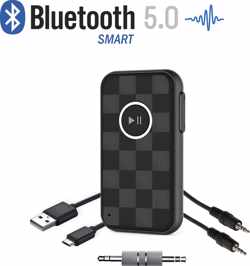 Q-Ways Bluetooth muziek ontvanger HQ Pro 5.0 - Met AUX kabel 3.5 mm jack - Bluetooth 5.0 naar AUX - Handsfree carkit - Draadloze audio transmitter - Wireless music receiver - Muziek ontvanger voor auto of bedrade speaker - HQ Zonder ruis