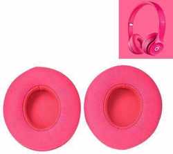 Luxe Lederen Oorkussen Set Voor Beats By Dr. Dre Solo 2/3 Wireless - Vervangende Koptelefoon Earpads - Oor Kussens - Ear Pads - Oorkussens Met Noise Cancelling Memory Foam Binnenlaag - Roze Rood