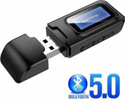 DrPhone StreamX8 Draadloze 3 in 1 RX-TX- Bluetooth 5.0 - Hifi -Audio-Ontvanger -Zender met Display – 3.5mm AUX-aansluiting USB-adapter