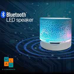 MALU Mini Bluetooth LED Speaker - Geschikt voor Bluetooth, USB, Mini-SD Kaart, AUX - 7 kleuren licht - Compact Formaat
