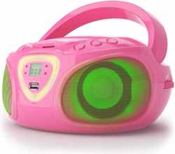 auna Roadie Boombox CD speler  - USB / MP3 - AM/FM Radio - Bluetooth 2.1 - LED-Kleurenspel - uittrekbare antenne - 2 geïntegreerde luidsprekers