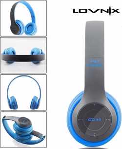 Lovnix P47 | Bluetooth koptelefoon | Draadloze headset | Wireless Headphones | Grijs/Blauw