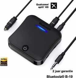 Bluetooth 5.0 class II High Resolution Audio zender - ontvanger met aptX-HD | BT-B19 met Qualcomm CSR8675 MkII |***** als beste getest! | 2 jaar garantie!