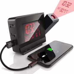 LifeGoods Digitale Wekker met Projectieklok - Temperatuur Weerstation - USB Oplader