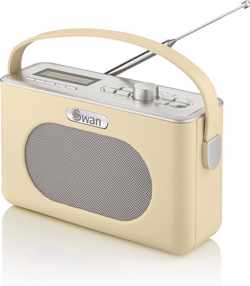 Swan Draagbare Retro Radio DAB+ - Creme - met Bluetooth