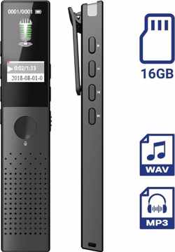TIKKENS Digitale Voice Recorder / Dictafoon - 16GB Interne Opslag - USB Oplaadbaar - MP3 en WAV Ruisonderdrukking - Inclusief Oortjes - Klein & Compact Mini Formaat - Zwart