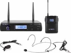 Draadloze microfoon - Vonyx WM61B draadloze headset microfoon - 16 kanaals - UHF - Headset / dasspeld