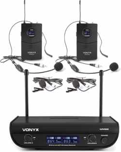 Draadloze microfoon - Vonyx WM82 Draadloze UHF microfoonset met 2x headset