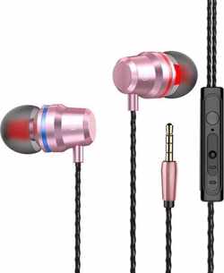 DrPhone SoundLUX® In-Ear Bekabelde Oordoppen met Jack Aansluiting – Earbuds – Hoge BASS – Hi-Res – Roze