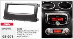 1-DIN FORD Focus II, Mondeo, S-Max, C-Max 2007-2011; Galaxy II 2006-2011; Kuga 2008-2012 (Black) afdeklijst / installatiekit Audiovolt 08-001