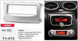 1-DIN FORD Focus II, Mondeo, S-Max, C-Max 2007-2011; Galaxy II 2006-2011; Kuga 2008-2012 (Silver) afdeklijst / installatiekit Audiovolt 11-415