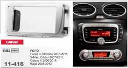 2-DIN FORD Focus II, Mondeo, S-Max, C-Max 2007-2011; Galaxy II 2006-2011; Kuga 2008-2012 (Silver) afdeklijst / installatiekit Audiovolt 11-416
