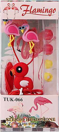 Flamingo Koptelefoon – Oortjes Met Flamingo’s – Earphones -Speciaal Voor Kinderen – Leuk Cadeau – 3 Varianten – Voor Alledaags Gebruik – Rood