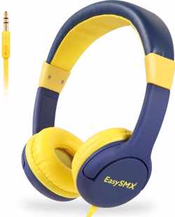 EasySMX KM-BLUE, Koptelefoon voor kinderen met volumebegrenzing, hoofdtelefoon voor iPod, iPad, iPhone, Android en mobiele telefoons, Blauw