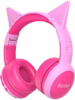 Kinderkoptelefoon draadloos met Bluetooth- Opvouwbaar- Incl. Opbergzakje & kattenoortjes Roze