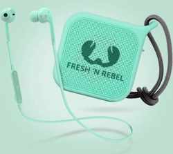 Fresh 'n Rebel – Vibe Wireless In-Ear Koptelefoon + Pebble Bluetooth Speaker Gift Pack – Mint Groen