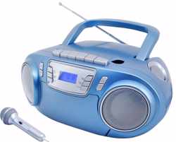 soundmaster SCD5800BL Radio/CD-speler FM FM, USB, Cassette, Radio-opname Incl. microfoon Blauw