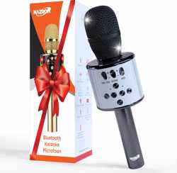 NAZROM® Karaoke Microfoon, Draadloos, Superieur Geluidskwaliteit met LED lampjes en Magische Stemmen Voor Een Gezellig Feest - Zwart