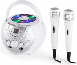 SingSing draagbare karaoke-installatie LED op batterijen 2 x microfoon