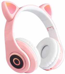 kinder koptelefoon kitty cat roze met led oortjes
