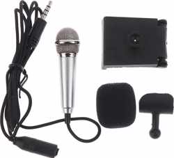 Mini microfoon - Mini microfoon voor smartphone - Microfoon voor smartphone - Tiktok microfoon - Zilver met standaard