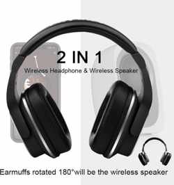 LITO S2 - Bluetooth Draadloze - Koptelefoon / Loud speaker  (2 in 1) Zwart Met Tas.