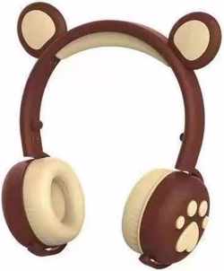 Kinder Hoofdtelefoon-Draadloze Koptelefoon-Kids-Over Ear-Bluetooth-Microfoon-Beren Oorjtes-Led Verlichting-Brown