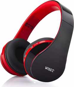 WISEQ Draadloze Kinder Koptelefoon - Bluetooth Koptelefoon voor Kinderen - on ear - 8 uur muziek | zwart/rood