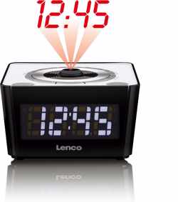 Lenco CR-16 - Wekkerradio kan de tijd ook projecteren - Wit