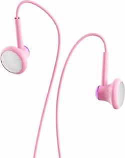 JOYROOM JR-EL123 3.5mm In-Ear plat hoofd Design draad controle Stereo koptelefoon met microfoon  voor iPhone  Galaxy  Huawei  Xiaomi  LG  HTC en andere slimme Phones(Pink)