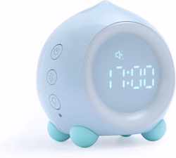 Nachtlampje -Digital Sleep Trainer-Wake up light -Réveil Veilleuse LED Numerique Lampe - Kinderwekker - Digitale wekker met slaaptimers en temperatuur aanduiding -  Blauw