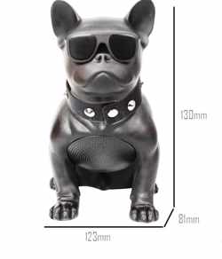 MINI  Franse Bulldog speaker  CH-M12 -  Grappige Look - Bijzonder - Leuke Cadeau tip - Luidspreker - Draadloos - Portable Bluetooth Speaker - Draagbare- Makkelijk meenemen - USB Poort - Radio - Hoogte 13 cm - Zwart
