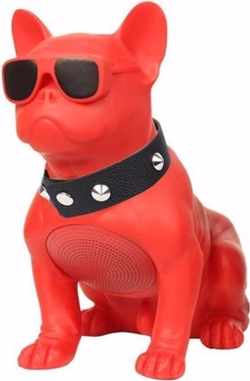 Bulldog Mini speaker CH-M12 Rood -Grappige Look - Bijzonder - Leuke Cadeau tip - Luidspreker - Draadloos - Portable Bluetooth Speaker - Draagbare- Makkelijk meenemen - USB Poort - Radio - Hoogte 13 cm - Zwart