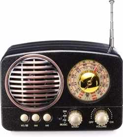 Retro Radio - Zwart - Design - USB - Oplaadbaar - Vintage - Bluetooth - FM/AM/SW.