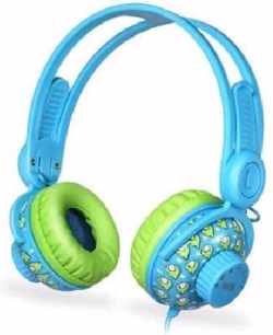 SMX Headset/koptelefoon voor kinderen - Anti-gehoorschade: gelimiteerd op 85 decibel - Blauw met groen