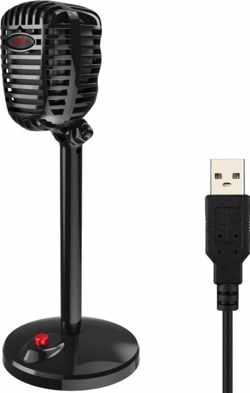Microfoon | Tafelmicrofoon | Retro | Draaibaar | Kantelbaar | USB | Zwart