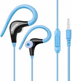 Sportoortjes - Oorhaakje - 3,5mm kabel - Oortjes met microfoon - Ruisonderdrukking - Koptelefoon - Blauw