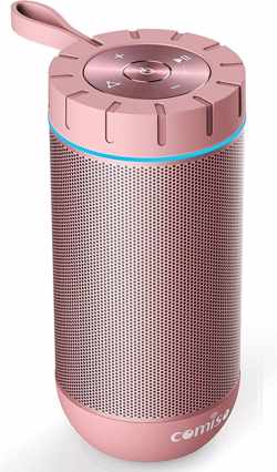 Waterdichte Bluetooth-luidspreker Draadloze draagbare 12 W-luidsprekerbox met 20 uur speeltijd en dubbele driver Draadloze luidsprekers met microfoon en pure bas (roségoud)