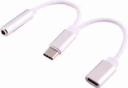 USB-C / Type C Male naar 3,5 mm Female & Type-C Female Audio Adapter, voor Galaxy S8 & S8 + / LG G6 / Huawei P10 & P10 Plus / Xiaomi Mi6 & Max 2 en andere smartphones (zilver)