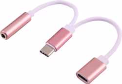 USB-C / Type C Male naar 3,5 mm Female & Type-C Female Audio Adapter, voor Galaxy S8 & S8 + / LG G6 / Huawei P10 & P10 Plus / Xiaomi Mi6 & Max 2 en andere smartphones (Rose Gold)