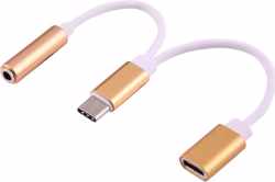 USB-C / Type C Male naar 3,5 mm Female & Type-C Female Audio Adapter, voor Galaxy S8 & S8 + / LG G6 / Huawei P10 & P10 Plus / Xiaomi Mi6 & Max 2 en andere smartphones (goud)