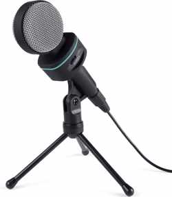 AUKEY MI-W1 condensatormicrofoon met statiefhouder en microfoon Audio Volumeregeling voor pc, laptops, smartphone, audio-omzetter
