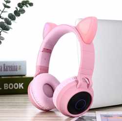 WiseGoods - Koptelefoon Kattenoortjes - Noise Canceling Hoofdtelefoon - Draadloos On Ear - Bluetooth V5.0 - Kinderen - Roze