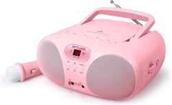 Muse MD-203 KP Draagbare Radio, CD-speler met microfoon voor kinderen, roze