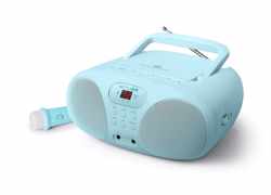 Muse MD-203 KB Draagbare Radio, CD-speler met microfoon voor kinderen, lichtblauw