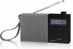 Nedis portable FM radio en klok en wekker 2,1W - 1500mAh accu / grijs/zwart